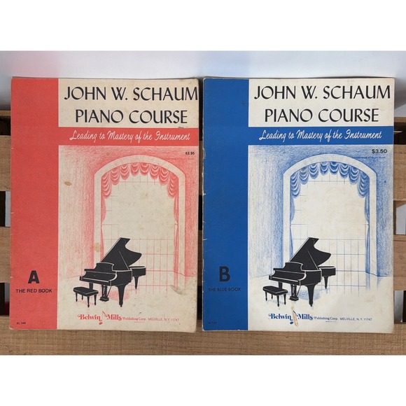 Belwin Mills Other - John W Schaum Piano Course Red Book A and Blue Book B Vintage Sheet Music Lot